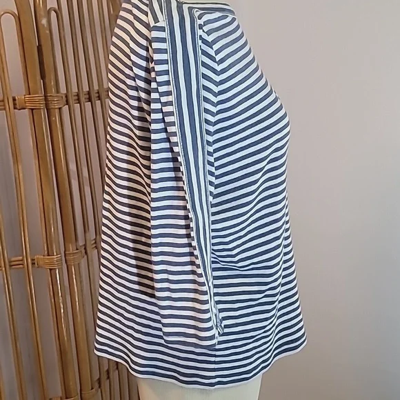 Chaps Denim brand pullover 3/4 sleeve blue white striped boatneck shirt size 2X - Picture 4 of 13